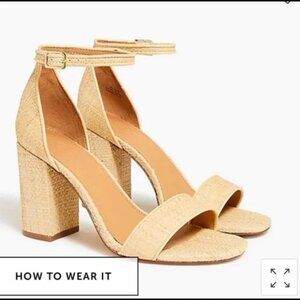 J. Crew Raffia Block Heel Sandals